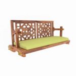 Fusion Flowered Carved Back Handmade Wooden Swing for Home [Jhula] - Image 6