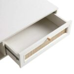 Rajasthani White Solid Wood Rattan Coffee Table - Image 6