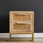 Wooden Home Decor Rattan Webbed Bedside Table - Image 2