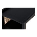 Antique Wood & Cane Bedside Table - Black Finish - Image 6