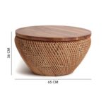 Jaipuri Coffee Table | Cane Round Table | Rattan Stool | Coffee Table - Image 7