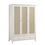 Sale Frances Rattan Triple Closet with 2 Drawers, White - Image 5
