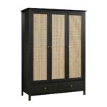 Frances Rattan Triple Closet with 2 Drawers, Black - Image 5