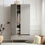 Richmond Ridged Double Closet with Drawer, Matte Taupe - Image 2