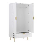 Richmond Ridged Double Closet with Drawer, Matte White - Image 6