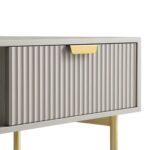 Rajasthani White Solid Wood Coffee Table With Drawer- Taupe Finish - Image 6