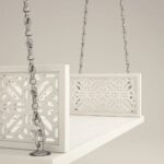 Indian Solid Wood In Pristine White PU with Traditional Silver Finished Brass Chain - Image 3