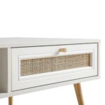 Rajasthani White Solid Wood Rattan Coffee Table - Image 5