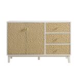 Chantilly Chip Carved 2-Door 3-Drawer Sideboard, Sand Beige & Ivory - Image 7