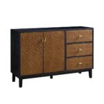 Chip Carved 2-Door 3-Drawer Sideboard, Antique Bronze & Black - Image 4