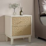 Bianca Chip Carved Nightstand, Sand Beige & Ivory - Image 2