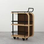 Wooden Artistic Indian Mango Wood Bar Cart