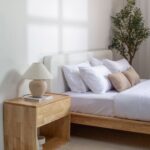Hinata Japanese Joinery Boucle Light Wood Bed - Image 2