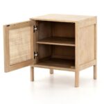 Wooden Curve Rattan Bedside Table - Image 9