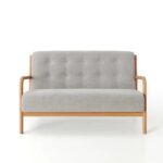 Wooden Artistic Velvet Square Arm Loveseat - Image 2