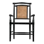 Handcrafted Wooden Cane Black Chair - Image 2