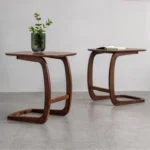 Curved Leg Wooden Side Table - Image 2