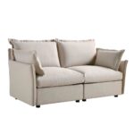 Byron Pillow Edge Beige Fabric Sectional Sofa, 2-Seater - Image 8
