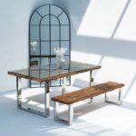 Railway Wood with Glass Top Dining Table - Image 2