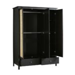 Frances Rattan Triple Closet with 2 Drawers, Black - Image 8
