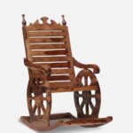 Solid Wood Rocking Chair In Honey Oak Finish - Image 3