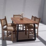 Theresa Dark Acacia Dining Table With Metal Legs - Image 5