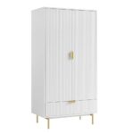 Richmond Ridged Double Closet with Drawer, Matte White - Image 5
