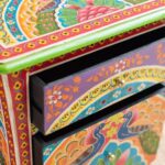 Jodhpuri Handpainted Peacock Bedside Table for Bedroom - Image 7