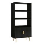 Richmond Ridged Tall Bookcase with Doors, Matte Black - Image 6