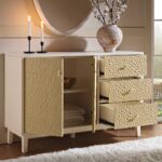 Chantilly Chip Carved 2-Door 3-Drawer Sideboard, Sand Beige & Ivory - Image 3