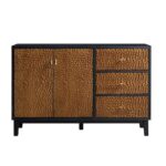 Chip Carved 2-Door 3-Drawer Sideboard, Antique Bronze & Black - Image 3