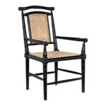 Handcrafted Wooden Cane Black Chair - Image 8