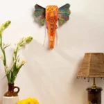 Orange Handpainted Elephant Wall Decor - Image 3