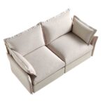 Byron Pillow Edge Beige Fabric Sectional Sofa, 2-Seater - Image 6