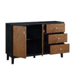 Chip Carved 2-Door 3-Drawer Sideboard, Antique Bronze & Black - Image 5