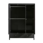 Frances Rattan Triple Closet with 2 Drawers, Black - Image 9