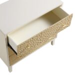 Bianca Chip Carved 3 Drawer Dresser, Sand Beige & Ivory - Image 5