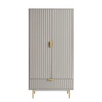 Richmond Ridged Double Closet with Drawer, Matte Taupe - Image 8