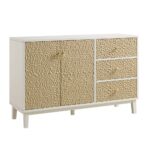 Chantilly Chip Carved 2-Door 3-Drawer Sideboard, Sand Beige & Ivory - Image 6