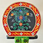 Black Colourful Handpainted Wooden Elephant Stool - Image 2