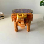 Handpainted Wooden Elephant Stool - Image 2