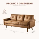 71.65'' Upholstered Sofa Mid Century Flared Arm Sofa - Image 2
