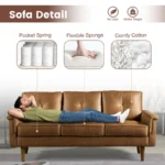 71.65'' Upholstered Sofa Mid Century Flared Arm Sofa - Image 3