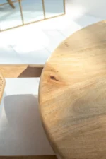 Dublin Harmony Wooden Round Dining Table with Rattan Cross Legs - Image 5