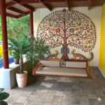 Charming Cream Upholstery Seating Wooden Handmade Swing for Home [Jhula]