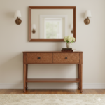 Handcrafted Wooden 2 Drawwer Natural Finish Console Table