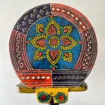 Mehendi Green Handpainted Wooden Elephant Stool - Image 3