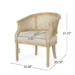 Wooden Rattan Upholstered Armchair (Set of 2) - Image 11