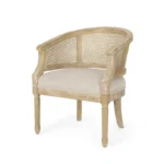 Wooden Rattan Upholstered Armchair (Set of 2) - Image 10