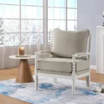25.5"Accent Chair Wide Chenille with Turned Wood and Solid Frame